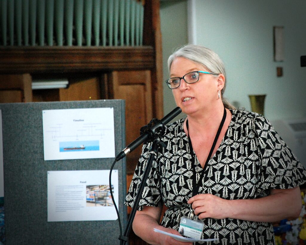Louise Stokes addresses the Tackling Poverty Assembly